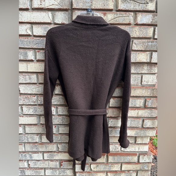 Max Mara Belted Wool & Cashmere Brown Cardigan Sweater  Sz Small-Made in Italy - Picture 3 of 8